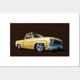 1980 Chevrolet C10 pickup in yellow Posters and Art